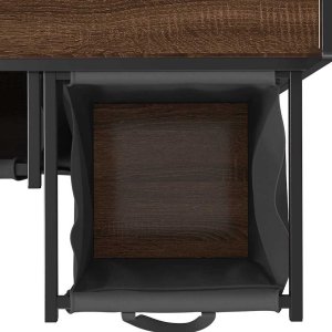 Kosz na pranie 2 przegrody z półką, brązowy dąb 12