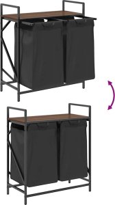 Kosz na pranie 2 przegrody z półką, brązowy dąb 10