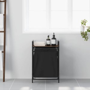 Kosz na pranie 1 komora z półką, brązowy dąb 3