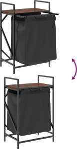 Kosz na pranie 1 komora z półką, brązowy dąb 10