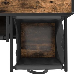 Kosz na pranie 2 przegrody z kółkami, przydymiony dąb 11