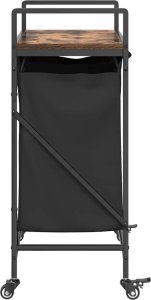 Kosz na pranie 2 przegrody z kółkami, przydymiony dąb 7