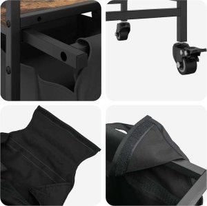 Kosz na pranie 2 przegrody z kółkami, przydymiony dąb 10