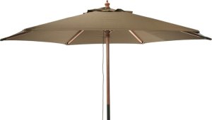 PARASOL OGRODOWY DREWNIANY 250CM SKŁADANY PIASKOWY 1