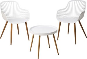 ZESTAW MEBLI BALKONOWYCH STÓŁ I 2 KRZESŁA BIAŁY 4