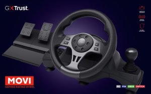 Trust GXT 289 Movi Czarny USB Kierownica + pedały Nintendo Switch, PlayStation 4, Xbox One S, Xbox One X, Xbox Series S, Xbox Series X 12