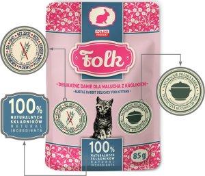 Karma mokra dla kota FOLK Kitten Delikatne danie dla malucha z królikiem saszetka 85 g 2