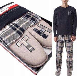 ZESTAW TOMMY HILFIGER KAPCIE + PIŻAMA SPODNIE KOSZULKA PREZENT GIFTBOX r. M 1