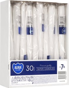 AURA Świeca Stołowa Stożkowa Biała 7h 1 szt. s30-1-090 2