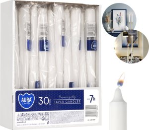 AURA Świeca Stołowa Stożkowa Biała 7h 1 szt. s30-1-090 3