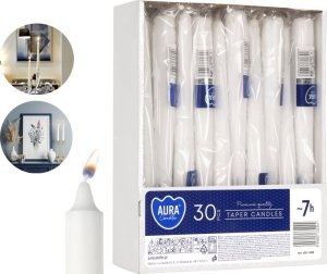 AURA Świeca Stołowa Stożkowa Biała 7h 1 szt. s30-1-090 4