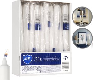 AURA Świeca Stołowa Stożkowa Biała 7h 1 szt. s30-1-090 5