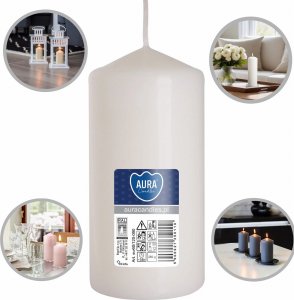 AURA Świeca Walec Biała 38h sw60/120-090 2