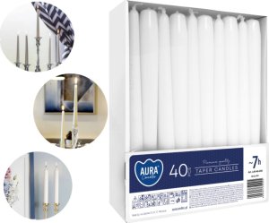 AURA Świece Stołowe Stożkowe Białe 40 szt. 30-40-090 7