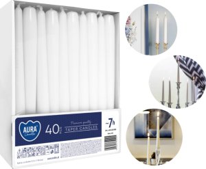 AURA Świece Stołowe Stożkowe Białe 40 szt. 30-40-090 8