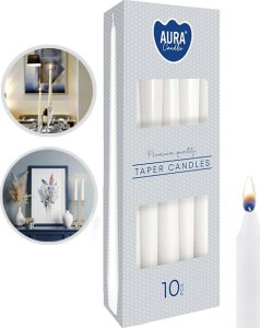 AURA Świece Stołowe Stożkowe Białe 7h 10 szt. s30-090 1
