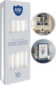 AURA Świece Stołowe Stożkowe Białe 7h 10 szt. s30-090 3