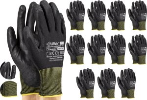 Rękawice Robocze Czarne J-TIMIPOLI_BB - 12 Par (10 - XL) 2