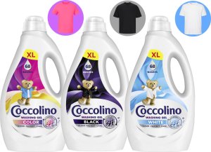 Zestaw 3 Płynów Coccolino XL Żel 68 Prań 2,72l Black + Color + White 16