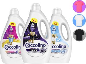 Zestaw 3 Płynów Coccolino XL Żel 68 Prań 2,72l Black + Color + White 5