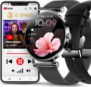 SMARTWATCH DAMSKI AMOLED ROZMOWY MENU PL KOLORY + 2 PASKI + WIDEOPORADNIK 1