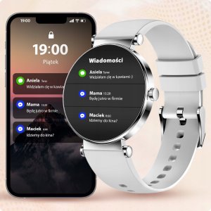SMARTWATCH DAMSKI AMOLED ROZMOWY MENU PL KOLORY + 2 PASKI + WIDEOPORADNIK 8
