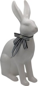 Figurka - biały królik z biało-czarną kokardą 47x28x17 cm 1