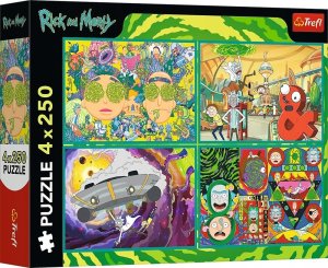 Trefl Puzzle Zakręcony świat Ricka i Morty'ego 4x250 elementów 1