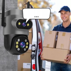 ZEWNĘTRZNA PODWÓJNA KAMERA OBROTOWA Ultra HD 8MPX WIFI IP SMART DETEKCJA 4K [ZC-06] 2