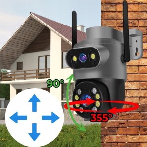 ZEWNĘTRZNA PODWÓJNA KAMERA OBROTOWA Ultra HD 8MPX WIFI IP SMART DETEKCJA 4K [ZC-06] 4