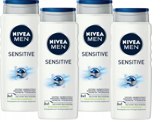 NIVEA MEN SENSITIVE Żel pod prysznic delikatny męski zestaw 4x500ml 1