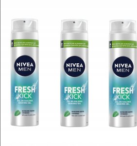 NIVEA MEN Fresh Kick Żel do golenia męski z miętą chłodzący 200ml x 3 szt 1