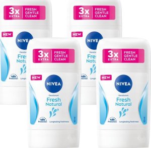 NIVEA Fresh Natural Antyperspirant damski w sztyfcie bez alkoholu 50ml x4 1