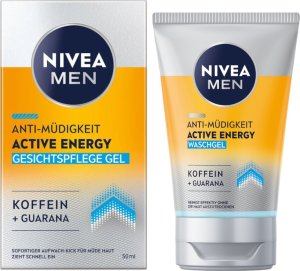 NIVEA MEN ACTIVE ENERGY Żel do mycia twarzy 100ml + Krem nawilżający 50ml 1