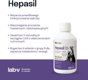 LAB V Lab-v Hepasil Dog & Cat preparat na poprawę funkcjonowania wątroby dla psa i kota 250 ml 2