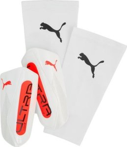 Ochraniacze piłkarskie Puma Ultra Light Sleeve biało-pomarańczowe 30989 01 XL 1