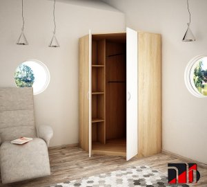 Bestseller Szafa Narożna z drążkiem i półkami Sz06 Dąb Sonoma-Biały 55x106x193 cm 4