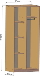 Meble-Bestseller Szafa Dwudrzwiowa Sz05 Grafit-Wotan 193x85x55 cm 4