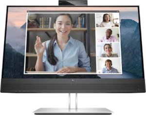 HP E24mv G4 FHD Conferencing Monitorius - 23.8" 1920x1080 FHD 250-nit 60Hz AG, IPS, HDMI/VGA/DisplayPort, 4x USB-A, speakers, 5MP webcam, height adjustable/tilt/swivel/pivot, 3 metai 1