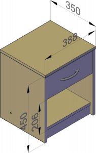 Meble-Bestseller Szafka Nocna SN01 Grafit-Wotan 45x39x35 cm 4
