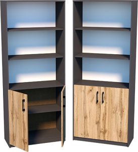 Meble-Bestseller Regał Zamknięty R007 Grafit-Wotan 180x74x35 cm 1