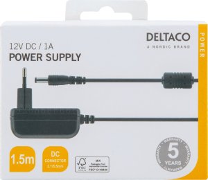 Deltaco PS12-10B, Universal, Indoor, 100-240 V, 50/60 Hz, 12 V, AC-to-DC 5