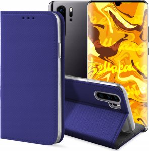 ETUI Z KLAPKĄ DO HUAWEI P30 PRO GRANATOWE MAGNETYCZNE ZAMYKANE KABURA CASE 1