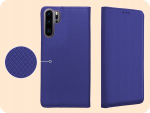 ETUI Z KLAPKĄ DO HUAWEI P30 PRO GRANATOWE MAGNETYCZNE ZAMYKANE KABURA CASE 4