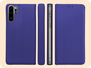 ETUI Z KLAPKĄ DO HUAWEI P30 PRO GRANATOWE MAGNETYCZNE ZAMYKANE KABURA CASE 6