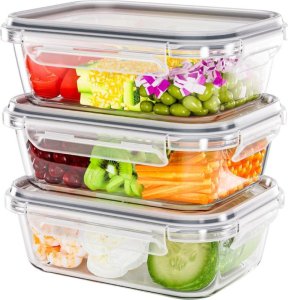 Pojemniki szklane 1040 ml prostokątne lunchbox Florina FRigo zestaw 3 sztuki żaroodporne hermetyczne 1