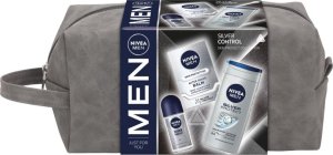 Nivea Men Silver Control zestaw żel pod prysznic 250ml + balsam po goleniu 100ml + antyperspirant roll-on 50ml + kosmetyczka 1