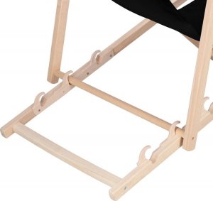 Leżak ogrodowy, drewniany z 3-stopniową regulacją, plażowy, balkonowy, czarny UNIWERSALNY 12