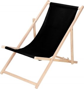 Leżak ogrodowy, drewniany z 3-stopniową regulacją, plażowy, balkonowy, czarny UNIWERSALNY 4
