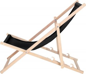 Leżak ogrodowy, drewniany z 3-stopniową regulacją, plażowy, balkonowy, czarny UNIWERSALNY 5